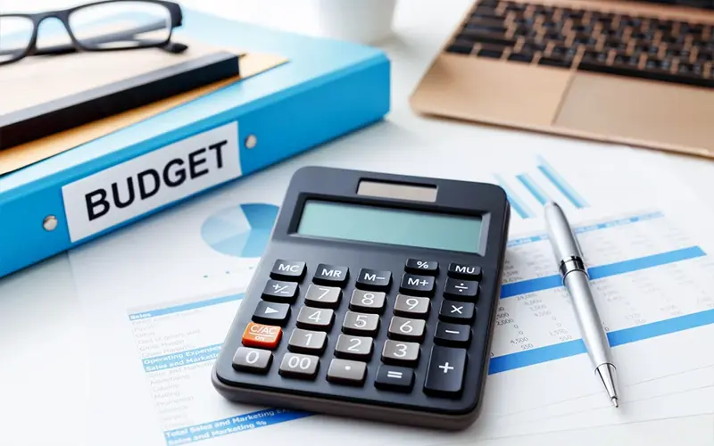 Calculator on top of financial graphs